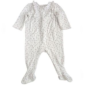 Janie and Jack Floral 100% Cotton Jumpsuit Baby Girl 6 To 9 Months White Pink